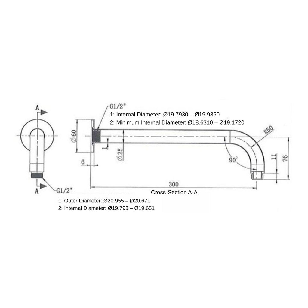 Round Wall Mounted Shower Arm
