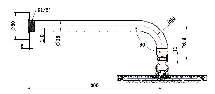 Showerhead on Wall Mounted Arm