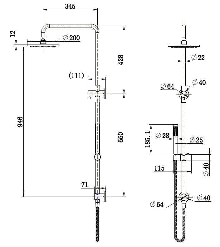 Dual Shower Unit with Diverter