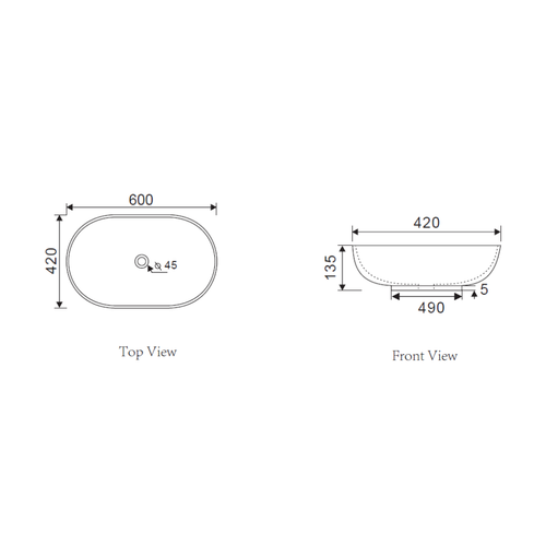 Above Counter Basin 600 x 420 x 120mm