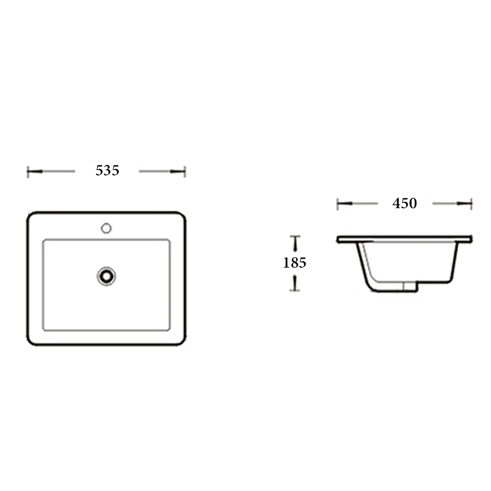 Drop-In Basin 535×450×155mm | Gloss White