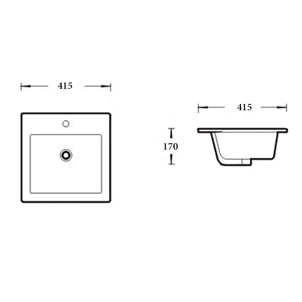 Drop-In Square Basin 415×415×170mm | Gloss White