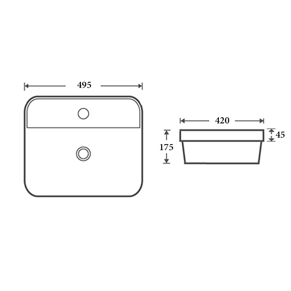 Drop-In Rectangle Basin 495×420×175mm | Gloss White
