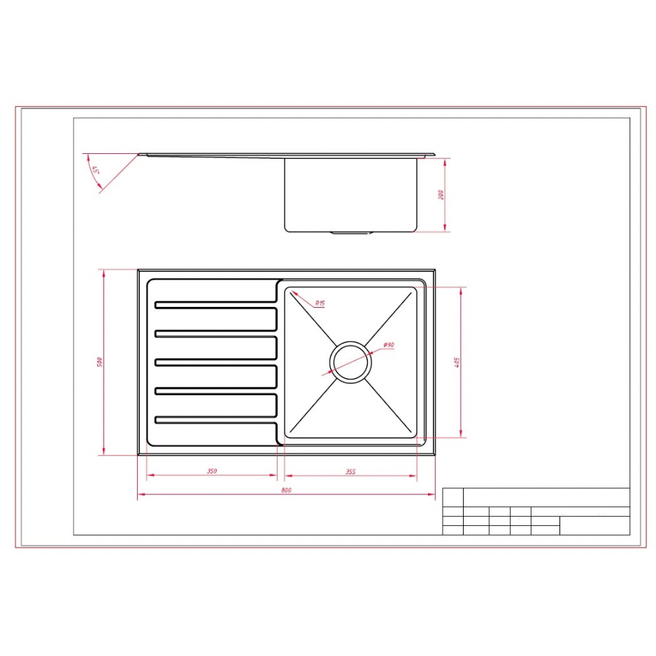 Single Bowl Sink 800×500×200mm LHB/RHB/NTH | Stainless Steel