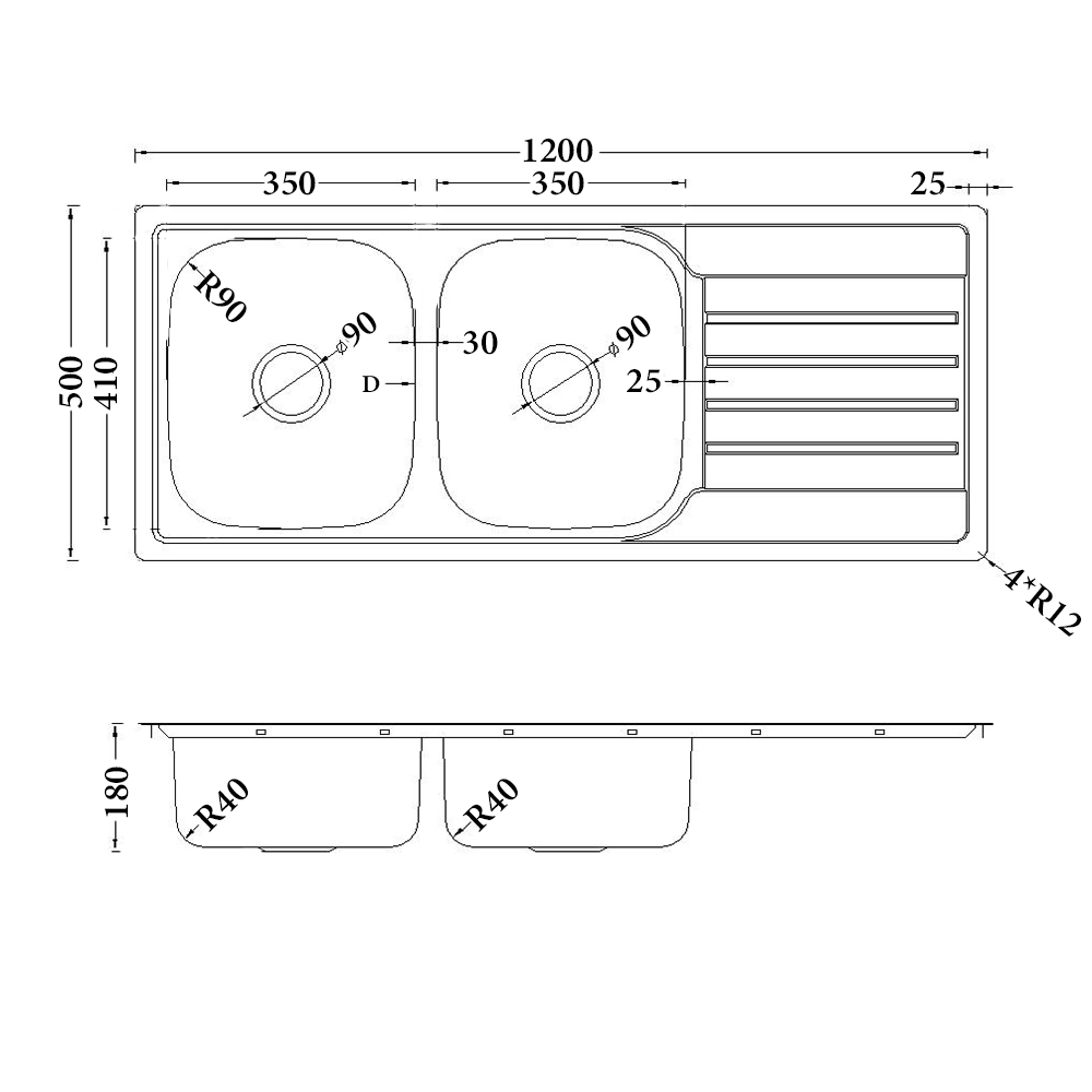 Undermount Sink 1200 * 500 * 180