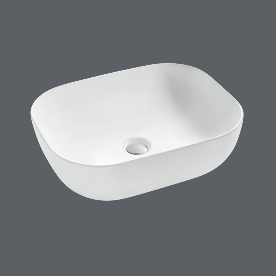 Oval Above-Counter Ceramic Basin – 500×400×150mm | Gloss White Ceramic
