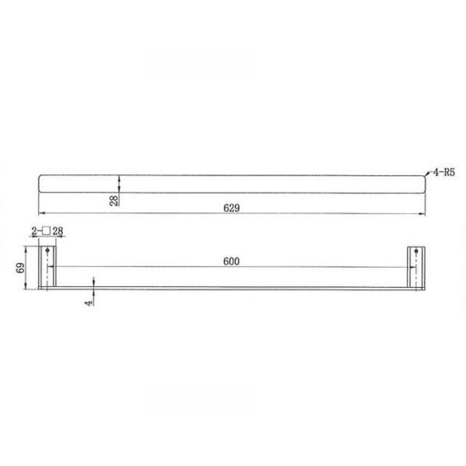 Matte Black Single / Double Plain Towel Rail 600mm