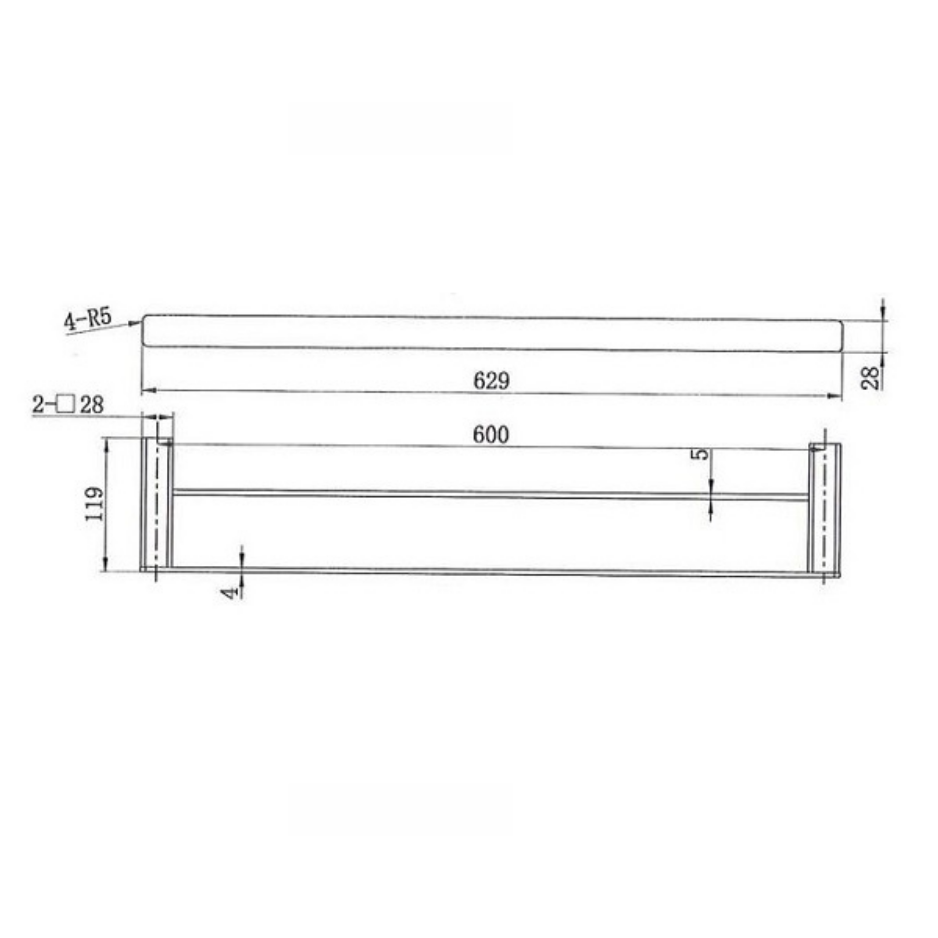 Matte Black Single / Double Plain Towel Rail 600mm