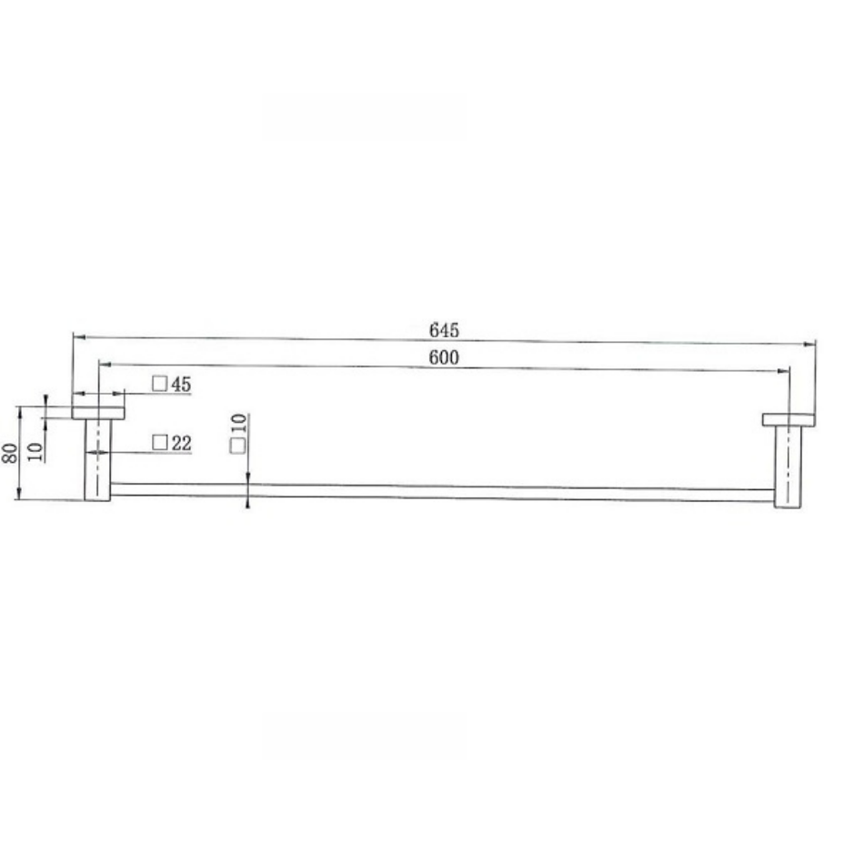 Square Single Towel Rail 600mm / 750mm / 900mm
