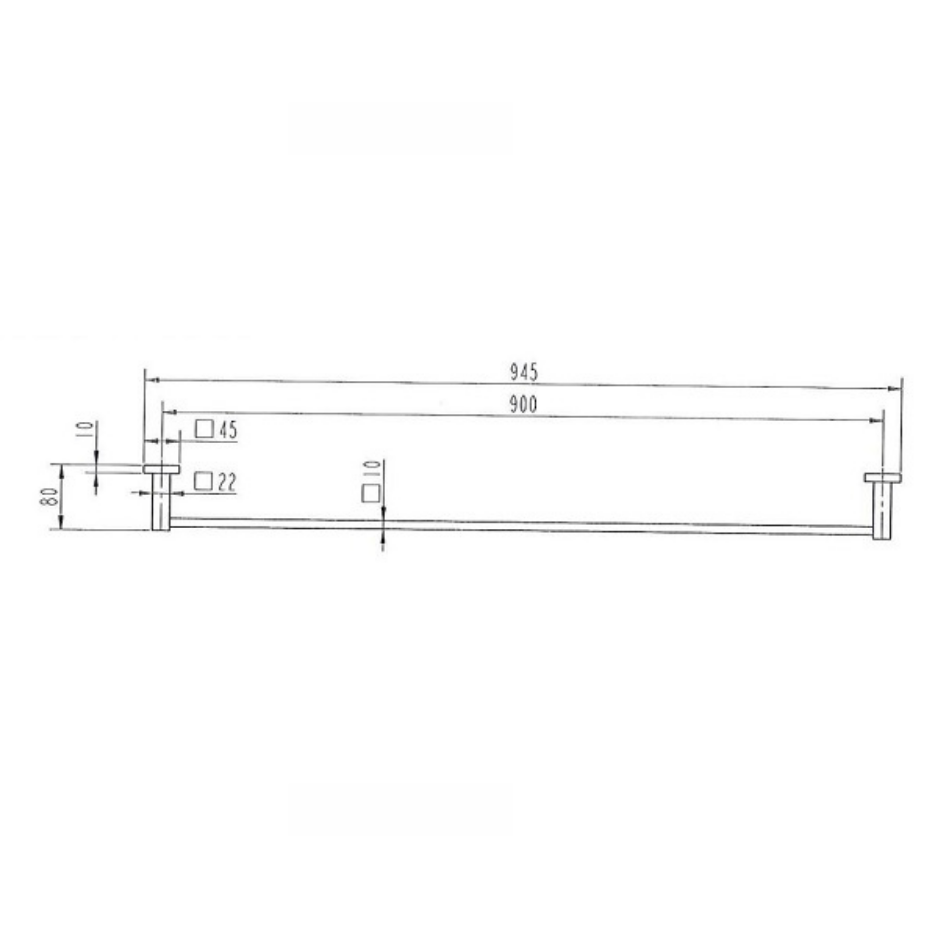 Square Single Towel Rail 600mm / 750mm / 900mm