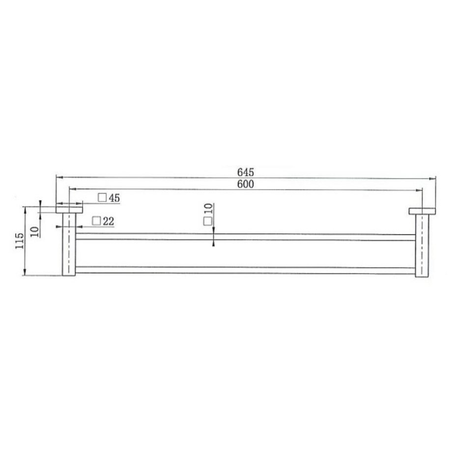 Square Double Towel Rail 600mm / 750mm