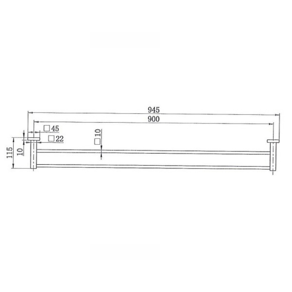 Square Double Towel Rail 600mm / 750mm / 900mm