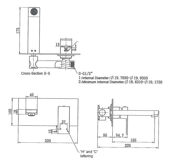 Square Wall Basin Mixer and Spout