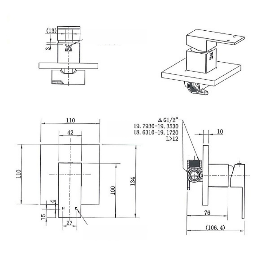 Square Wall Mixer