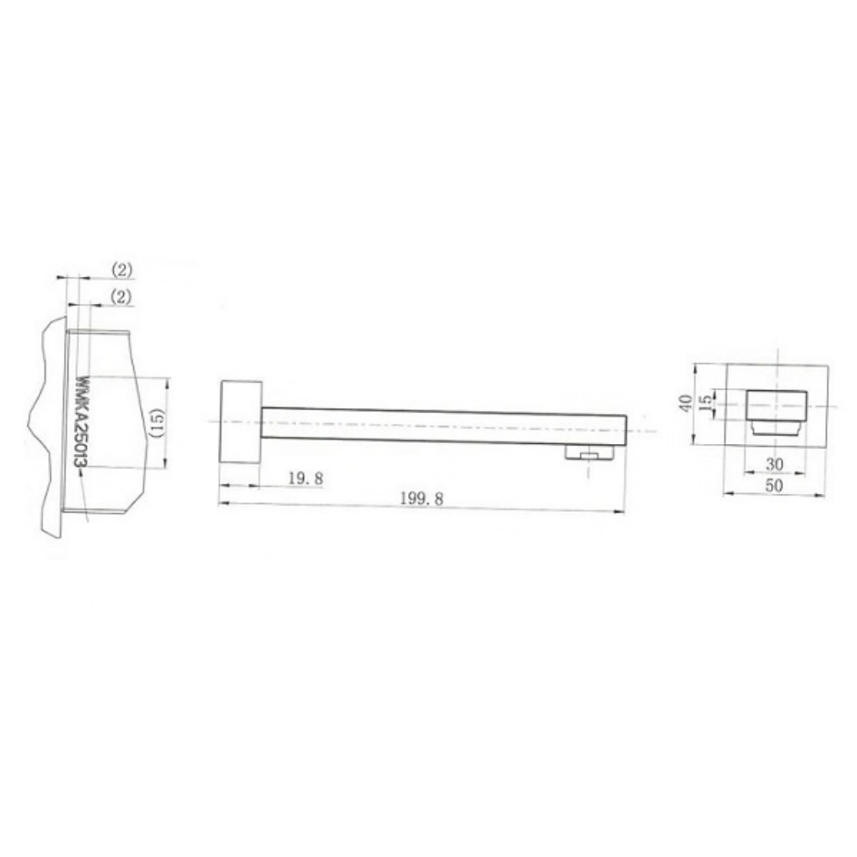 Matte Black Rectangular Bath Spout – 180mm