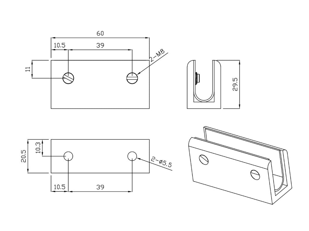 Shower Glass Clamps