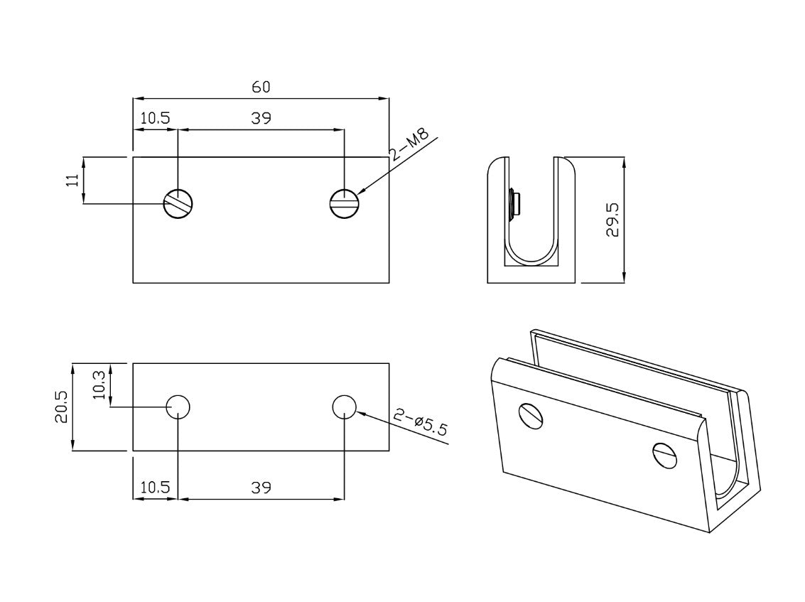 Shower Glass Clamps