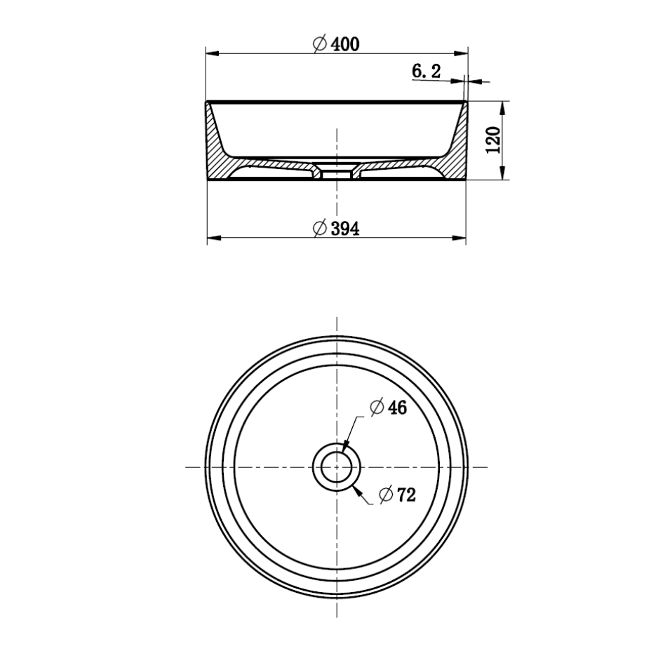 Round Basin 400 x 400 x 120mm