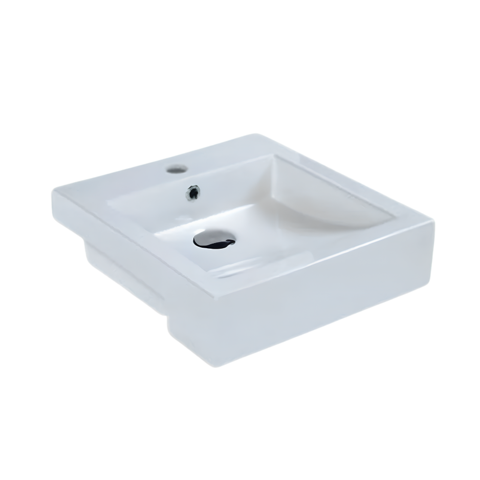 Semi Recessed Basin 420x470x150mm | Gloss White Ceramic