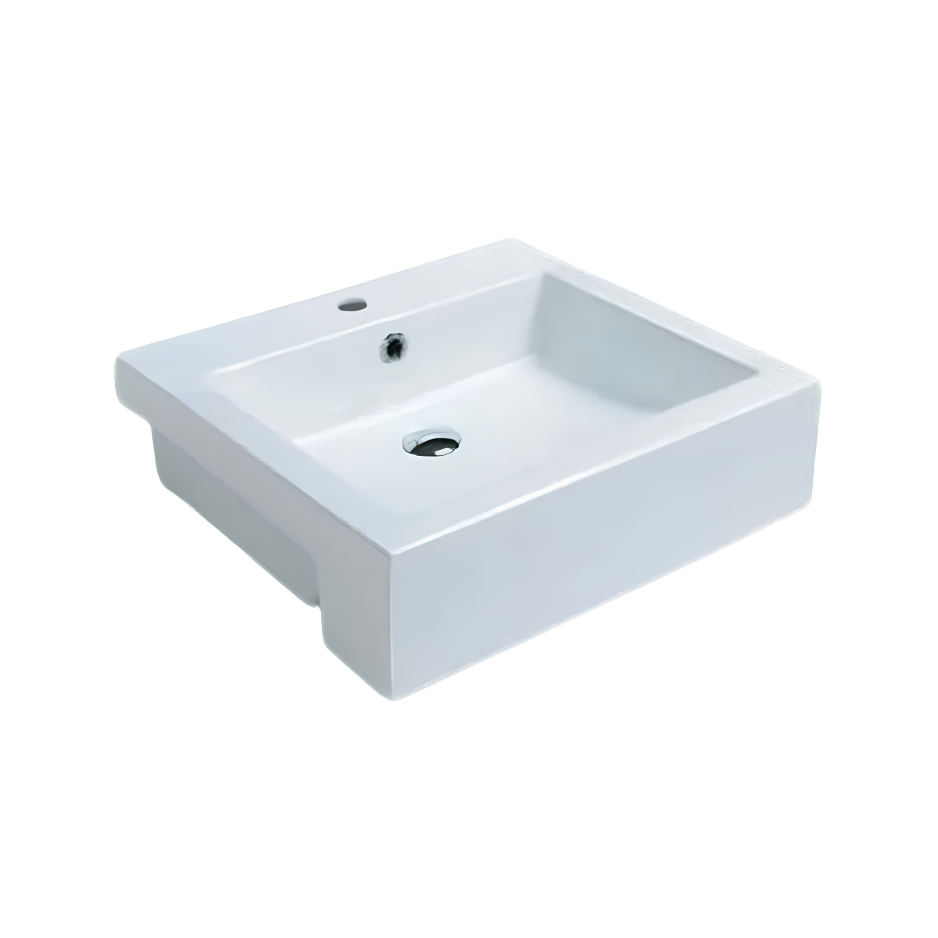 Semi Recessed Basin 500x480x140mm | Gloss White Ceramic