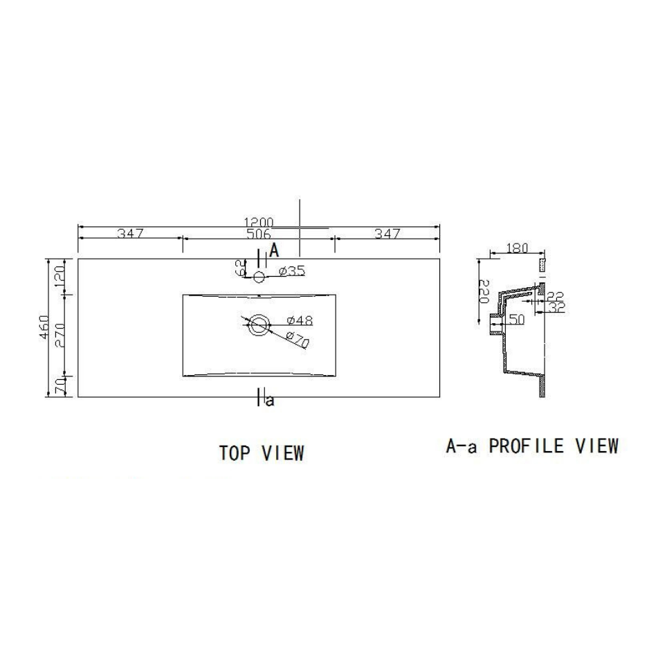 Kickboard Vanity 1200*460*880 1TH/3TH