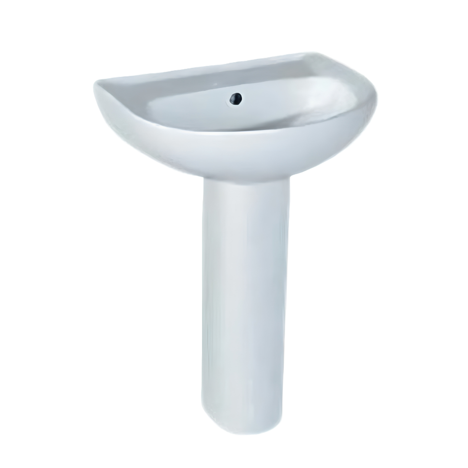 Ceramic Pedestal Basin – 570×475×855mm | Gloss White Ceramic