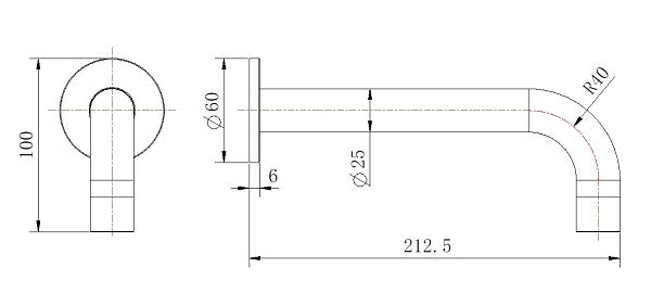 Round Bath Spout 200mm