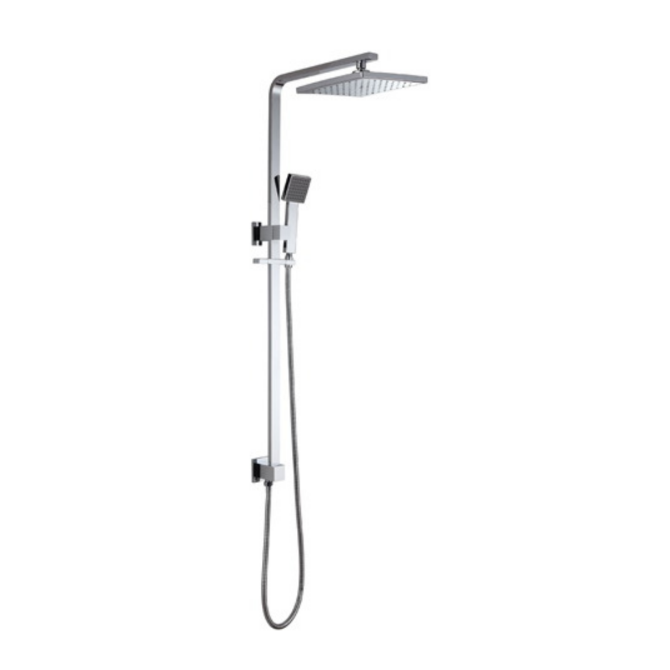 Square Twin Shower Rail Set with 200mm Overhead Rain Shower