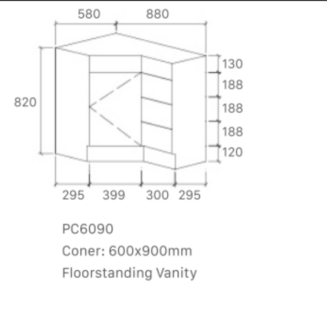 Corner Vanitiy 600mm / 900mm