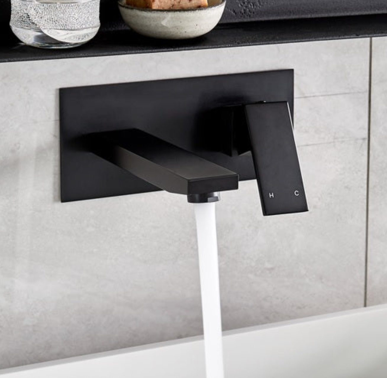 Square Wall Basin Mixer and Spout