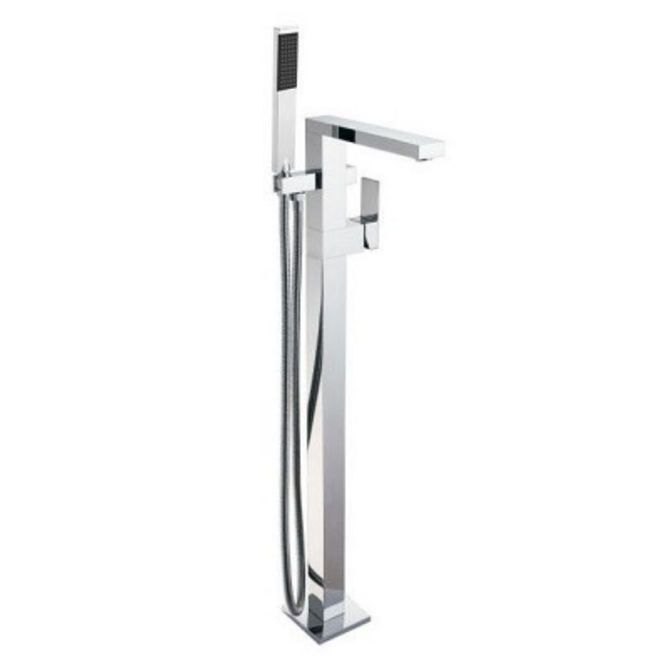 Chrome Square Floor Mixer Set