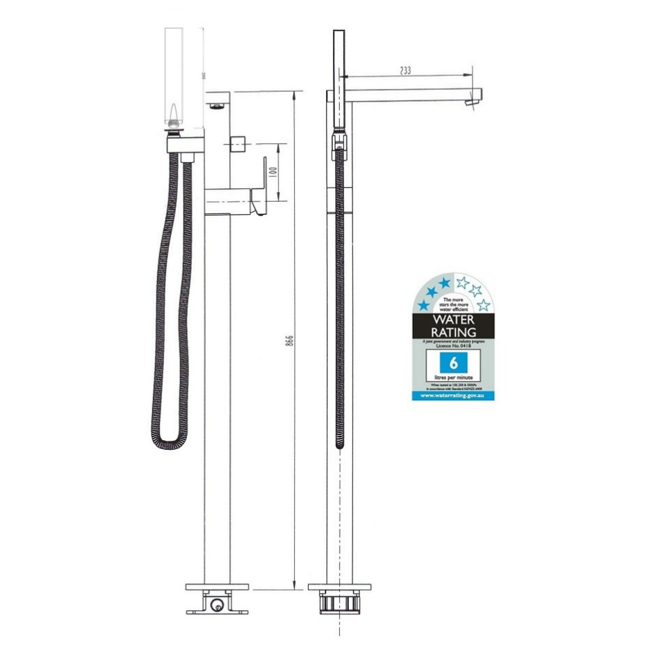 Chrome Square Floor Mixer Set