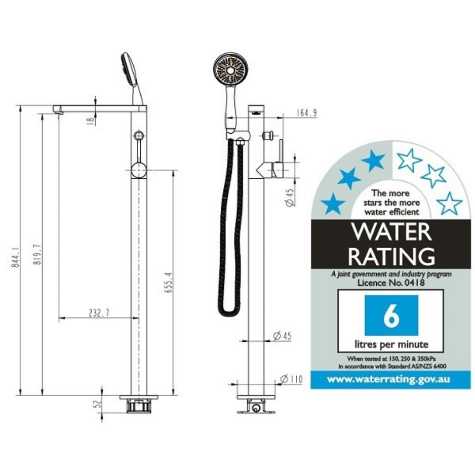 Chrome Round Floor Mixer Set