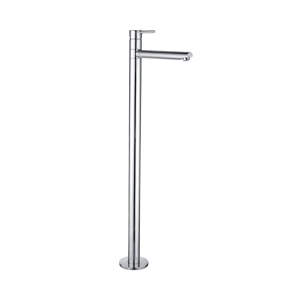 Chrome Round Floor Mixer with a Swivel Spout
