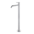 Chrome Round Floor Mixer with a Swivel Spout (Curved Spout)