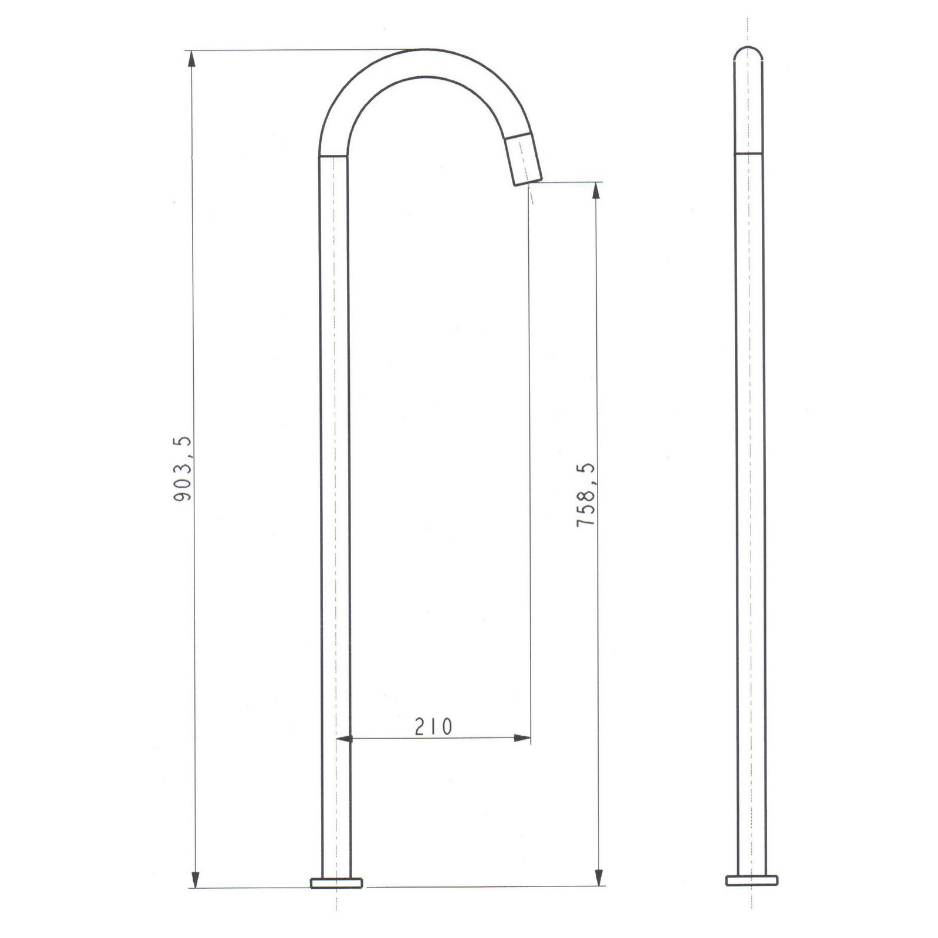 Chrome Square Floor Bath Spout