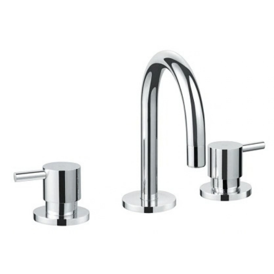 Round Gooseneck Basin Tap Set – Chrome, 3-Piece | WELS 5 Star