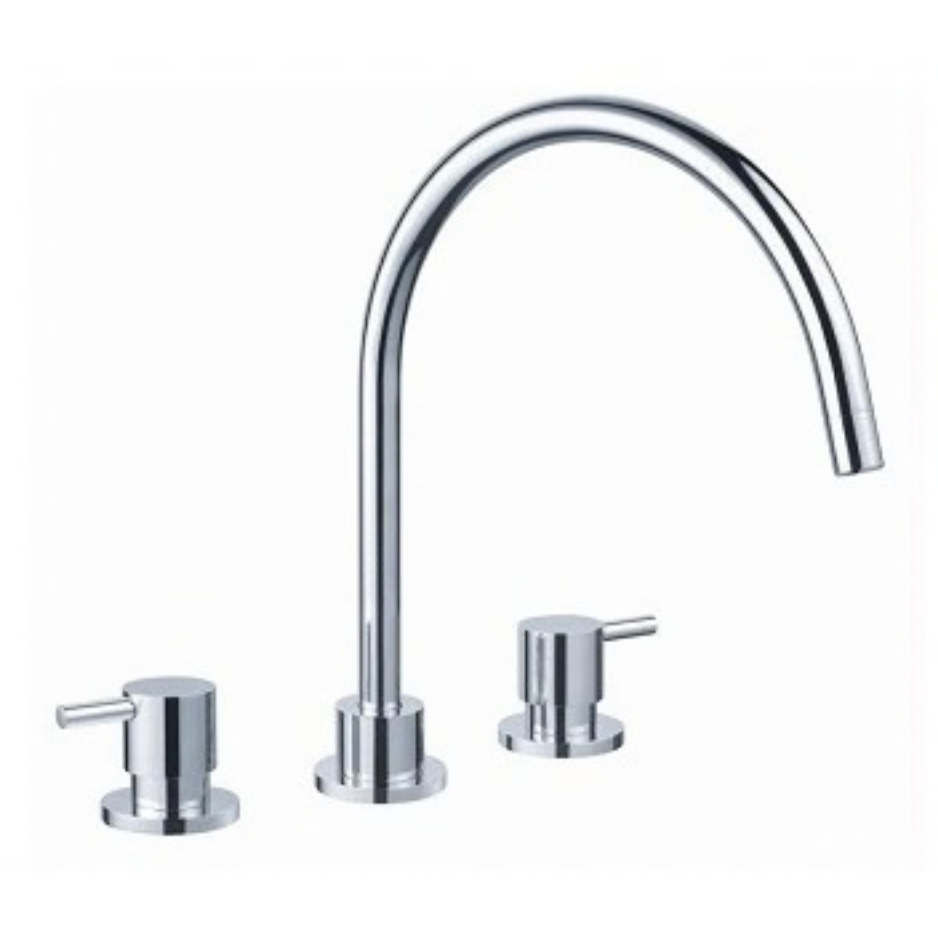 Round Gooseneck Basin & Sink Tap Set – Chrome, 3-Piece | WELS 4 Star
