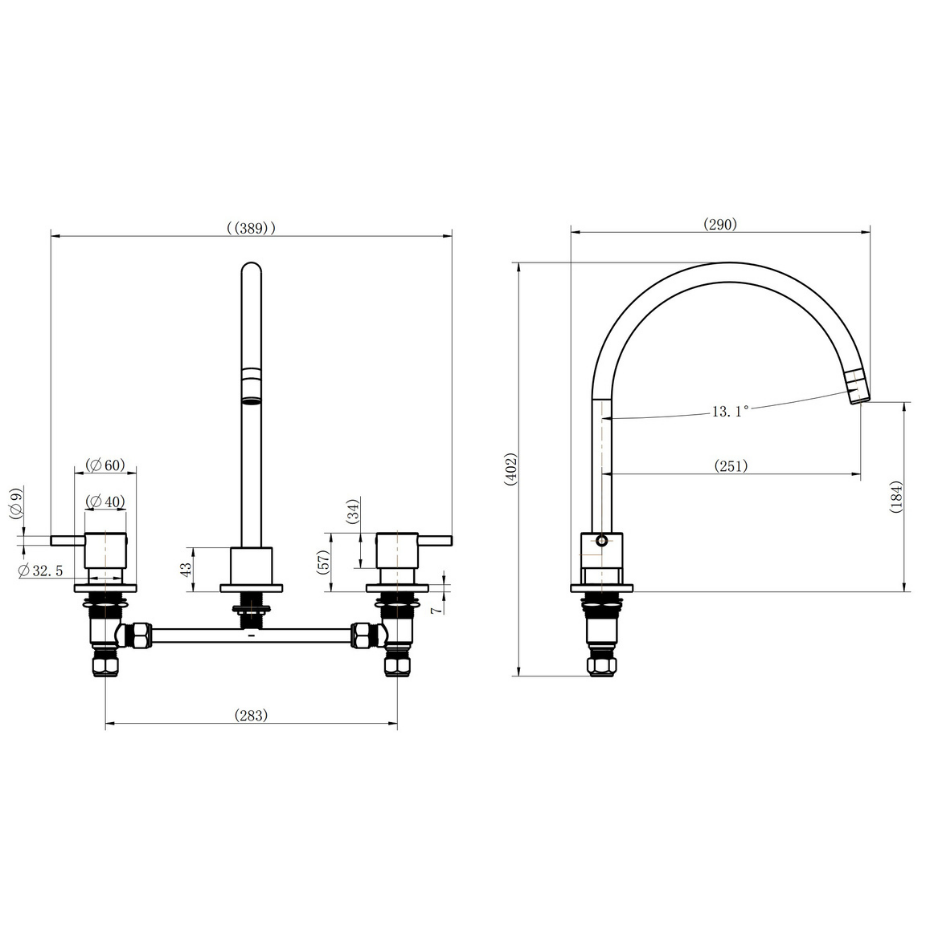 Round Gooseneck Basin & Sink Tap Set – Chrome, 3-Piece | WELS 4 Star