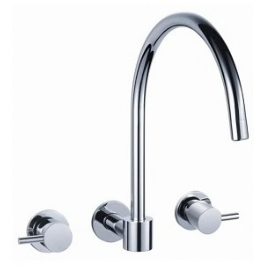 Round Wall-Mounted Sink Tap Set – Chrome, 3-Piece | WELS 4 Star