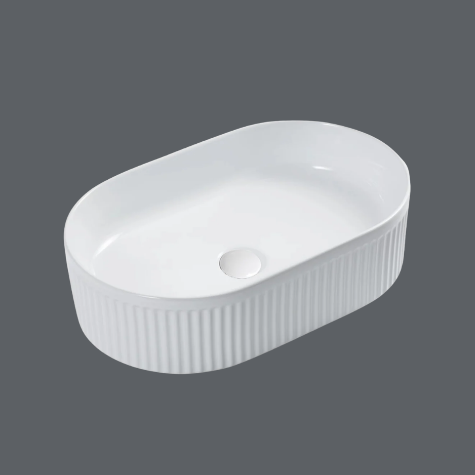 Athens-93 Fluted Above Counter Basin 490x313x127mm