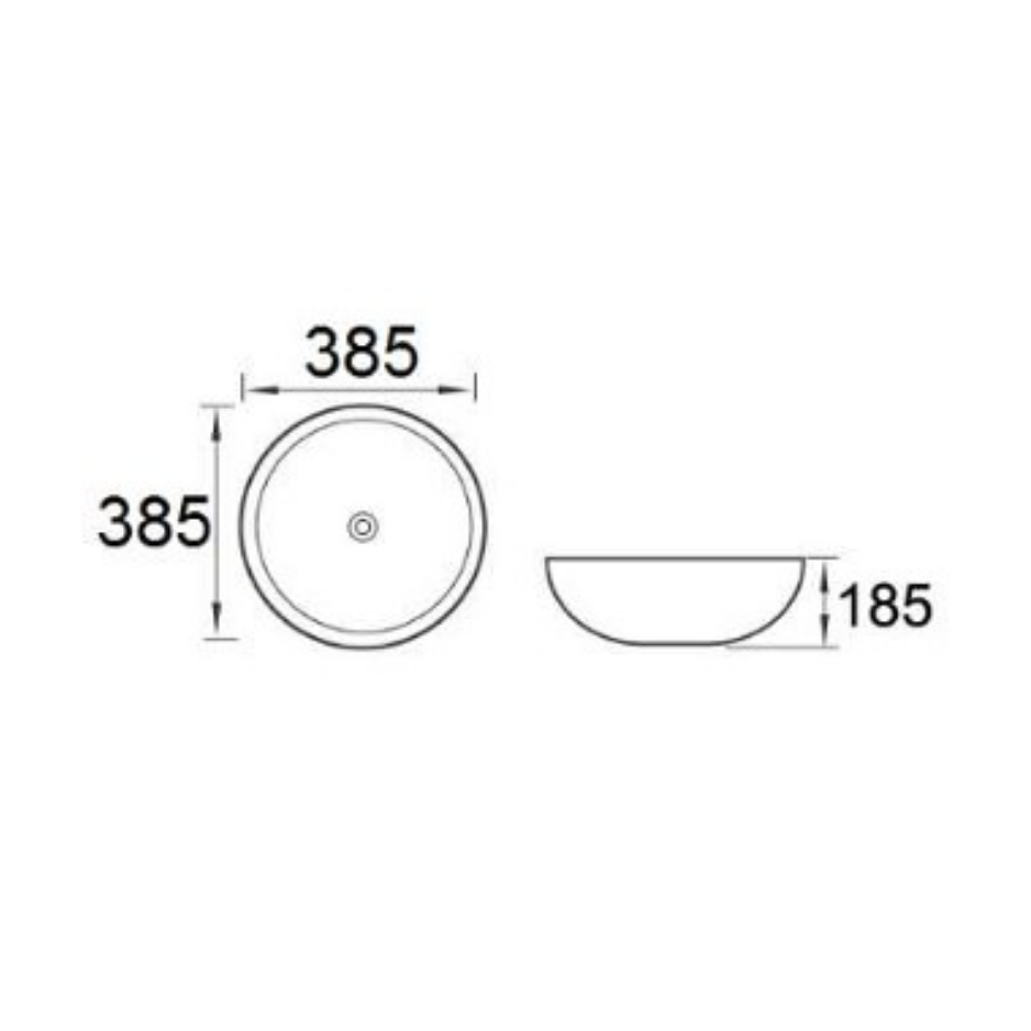 Under Counter Round Basin 385x385x185mm | Gloss White Ceramic