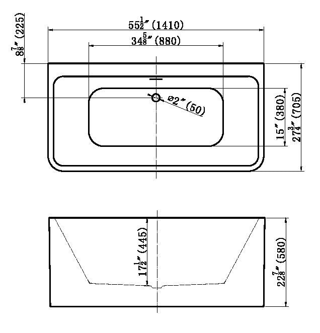 Back To Wall Bathtub 1600/1400 mm