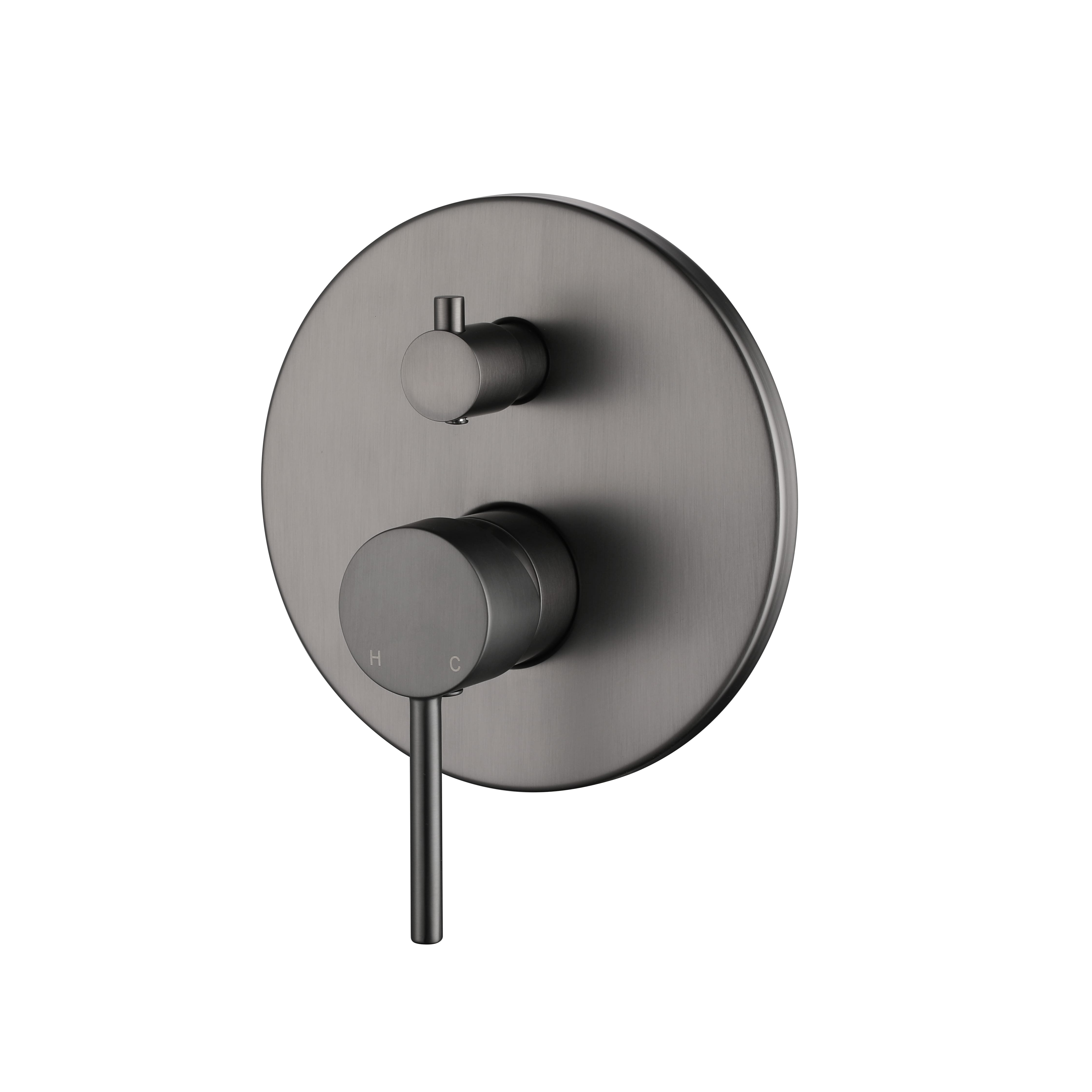 Round Wall Mixer with Integrated Diverter (35mm Cartridge) – Gunmetal