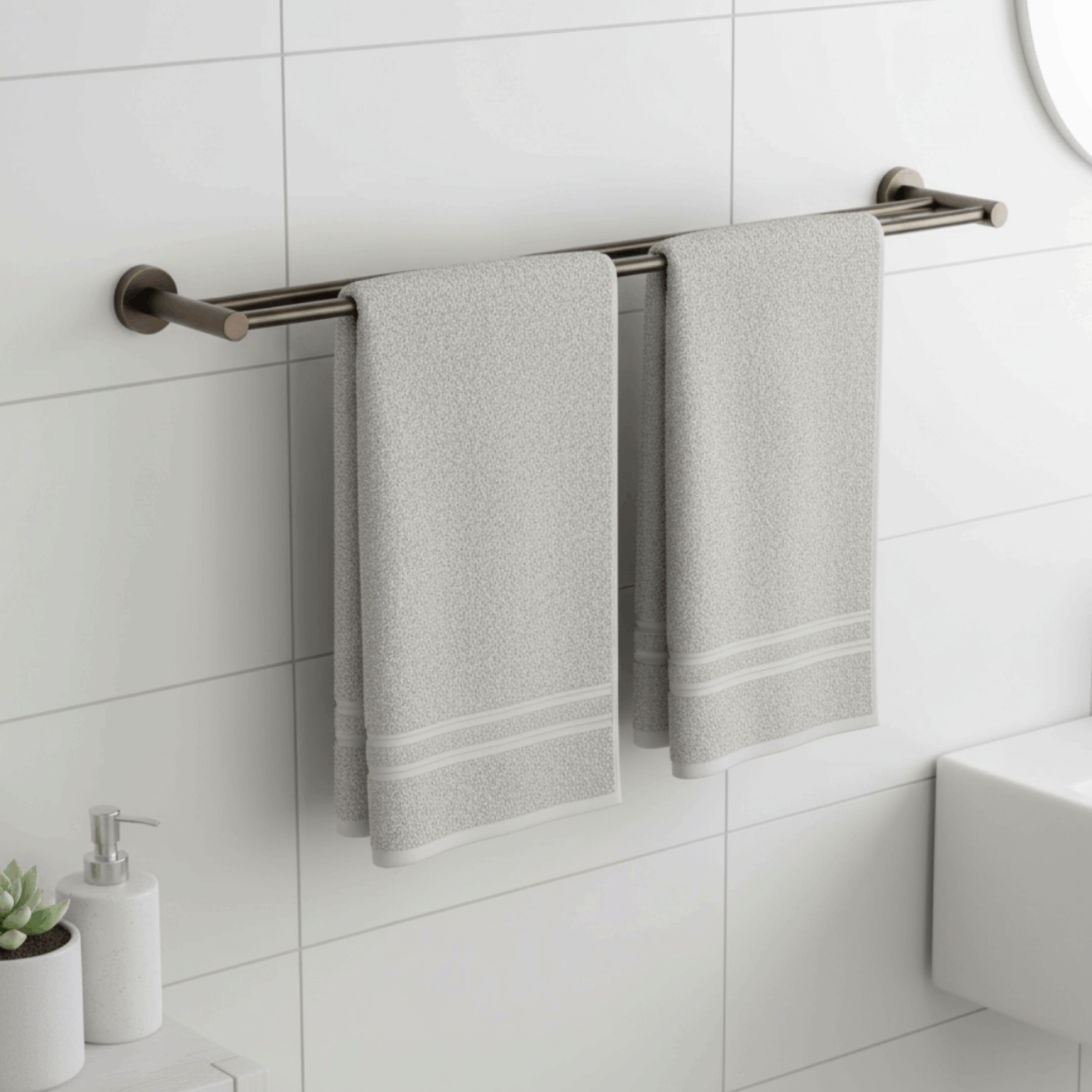 Round Double Towel Rail 600mm Round Double Towel Rail 600mm